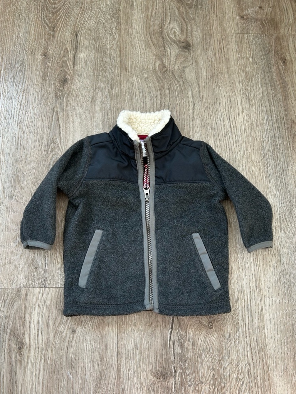 Carter's Dark Gray Fleece Zip Jacket with Sherpa Collar